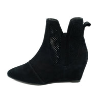 Explorer Space black kid-suede ankle boot with a flexible RoamFoam wedge heel