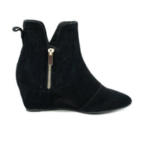 Steffie's Explorer Space black suede wedge ankle boot with RoamFoam cushioning