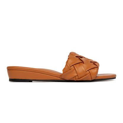 brown woven slide sandals
