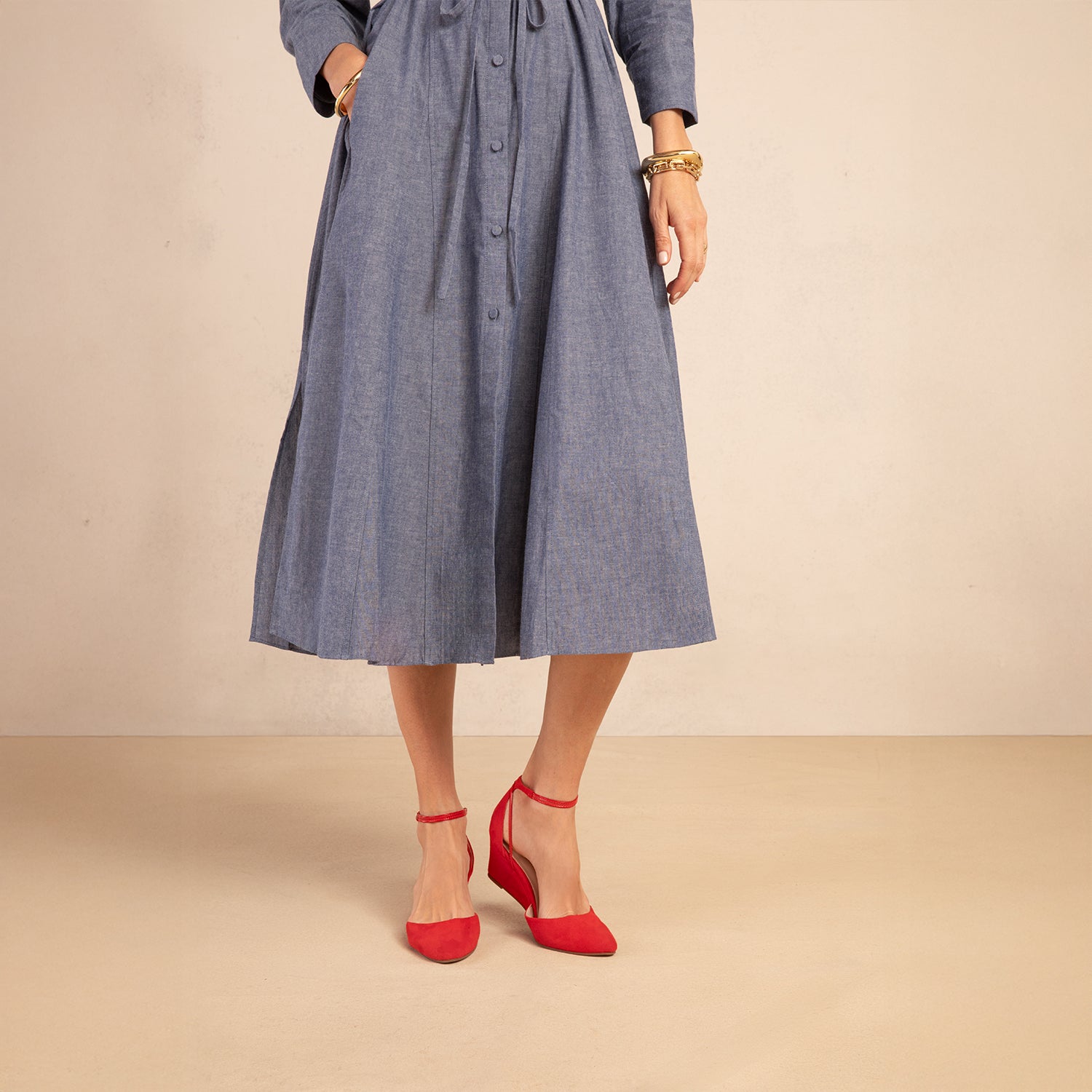 Landmark Lava – 2″ Red Suede Wedge Heel with RoamFoam™ Comfort